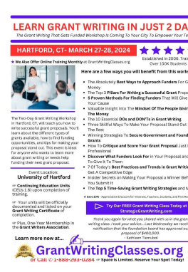 Unlock the Art of Grant Writing: Two-Day Workshop at the University of Hartford